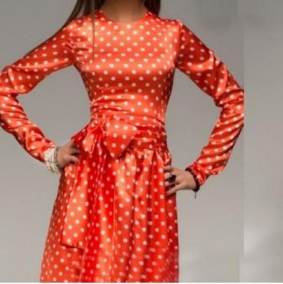 Orange polka dots dress - Picture 6 of 8